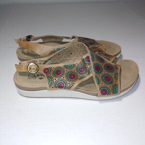 L'Artiste by Spring Step Erice Slingback Sandals Size 10.5/11 Tan Blue